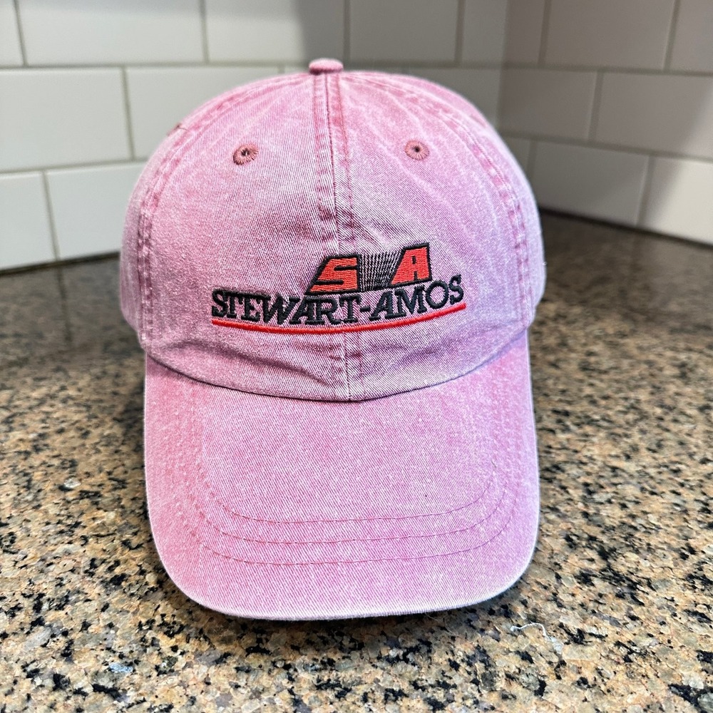Stewart-Amos ADAMS Dad Hat Baseball Cap Men's Adjustable Red Leather Strap Back